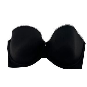 Calvin Klein Strapless Bra 36D Black Underwired Lightly Padded Back Closure Bra